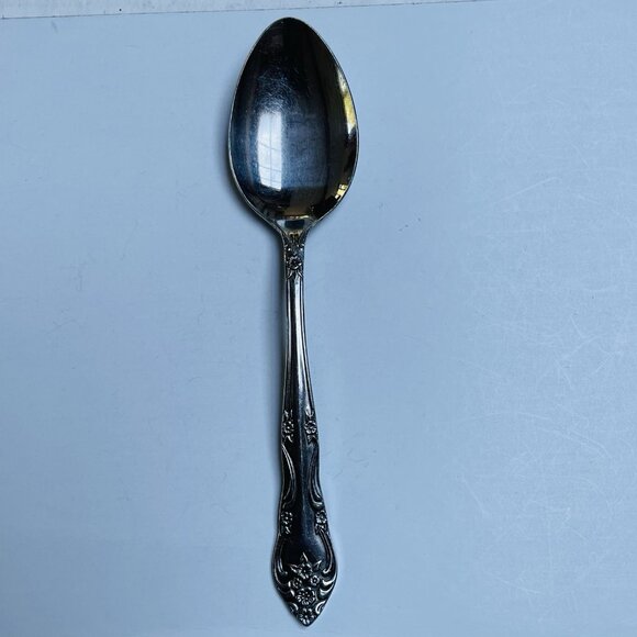 Stainless Steel By Rogers Flatware Dinner Spoon Decorative Floral Japan Made - Picture 1 of 4